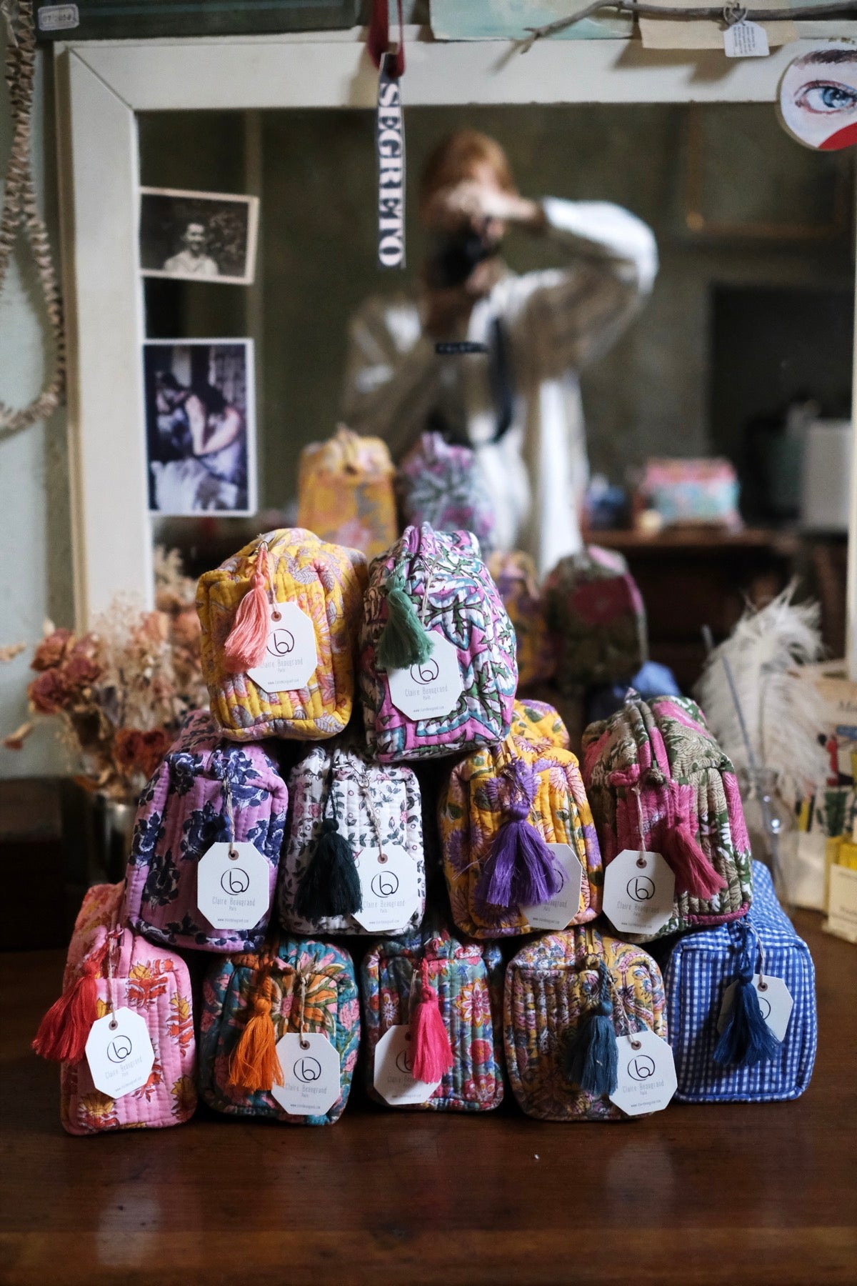 Beauty Pochette Camilla quadretti blu