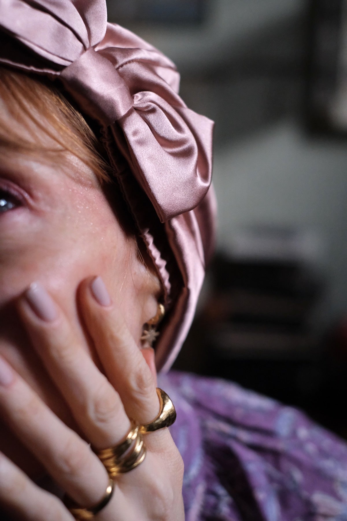 Turbante regolabile in seta biologica