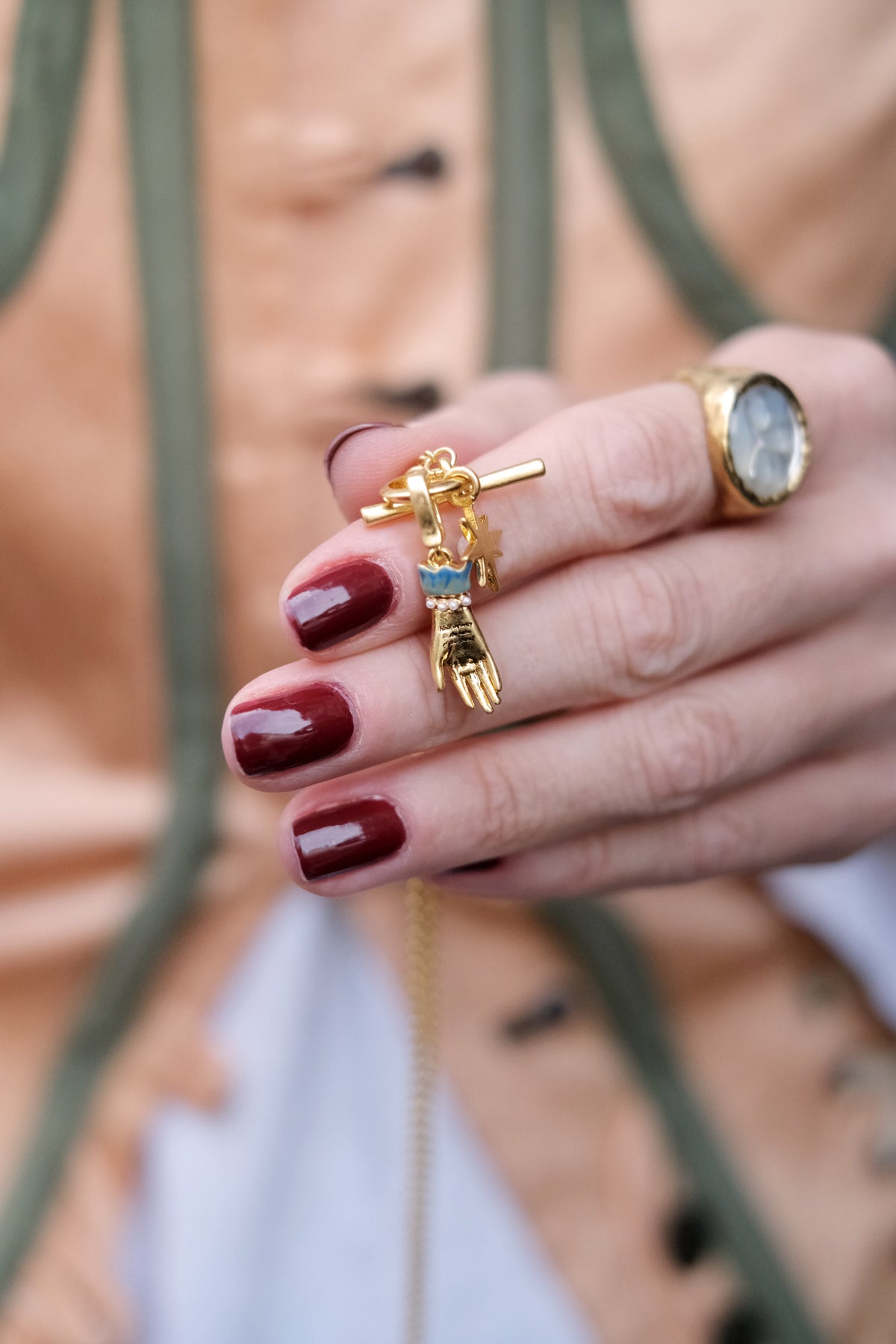 Collana con perla e chiusura a T "Palmo della tua mano"