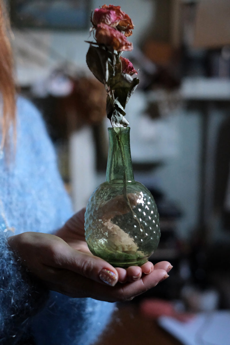 Vaso in vetro riciclato verde foglia