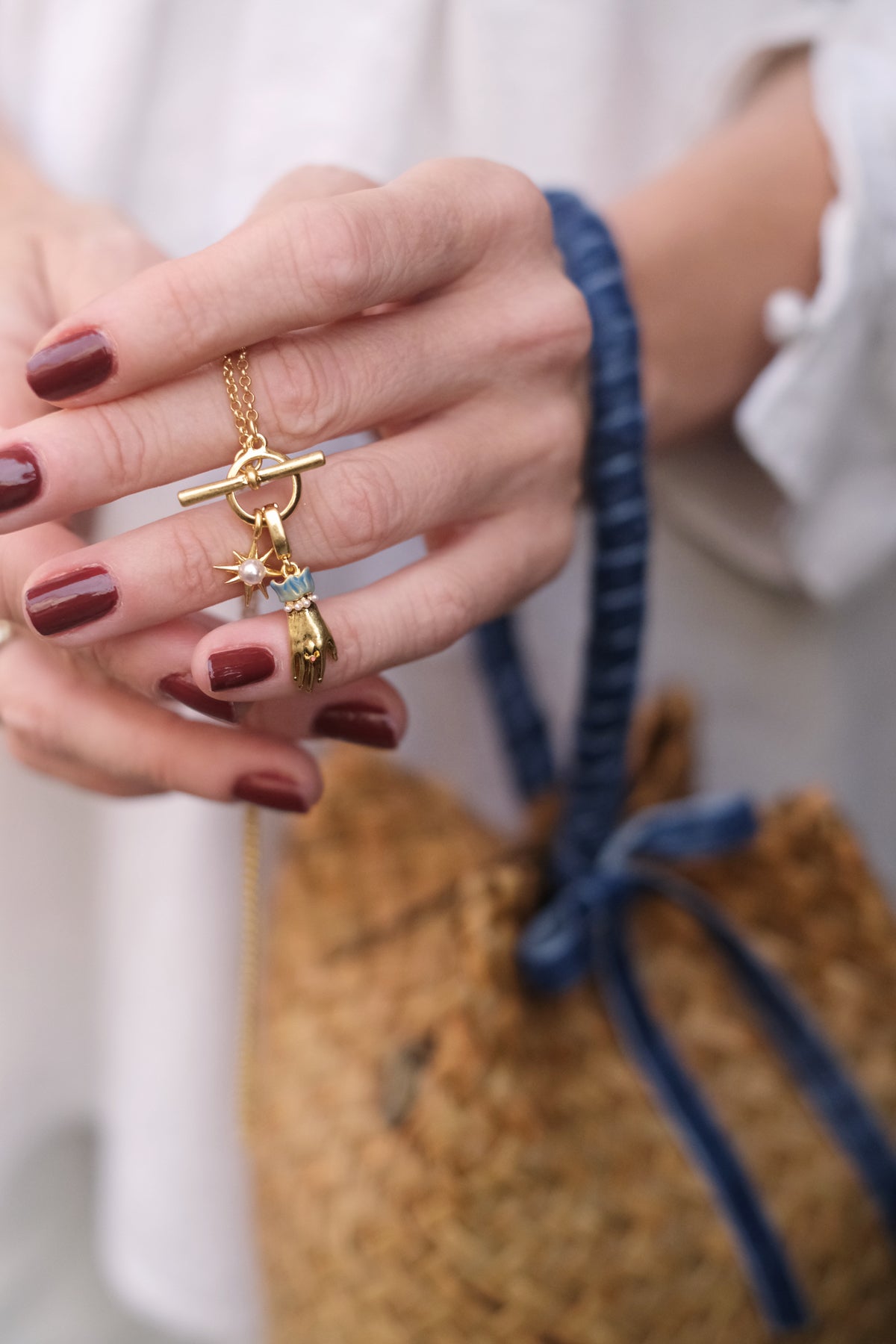 Collana con perla e chiusura a T "Palmo della tua mano"