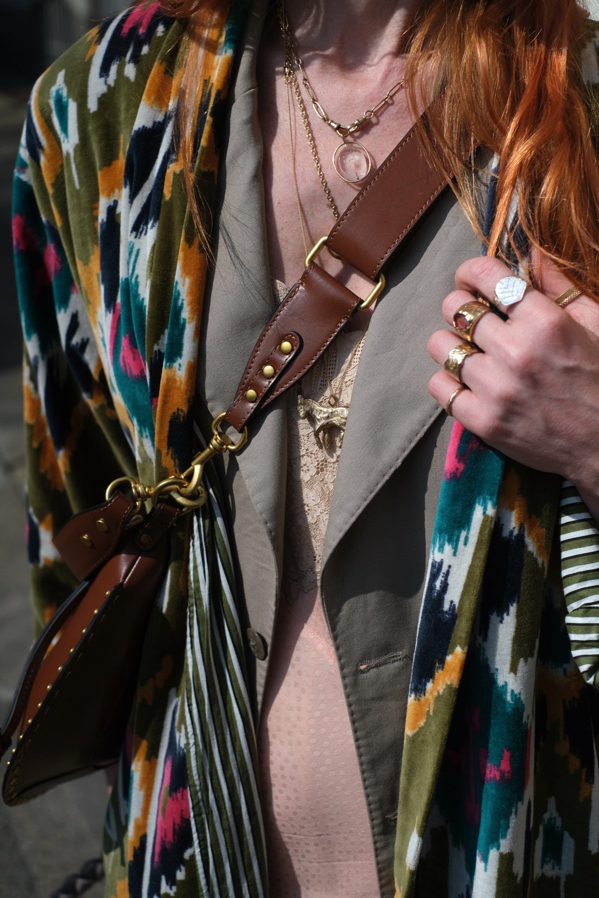 Cappotto kimono in velluto verde rosa