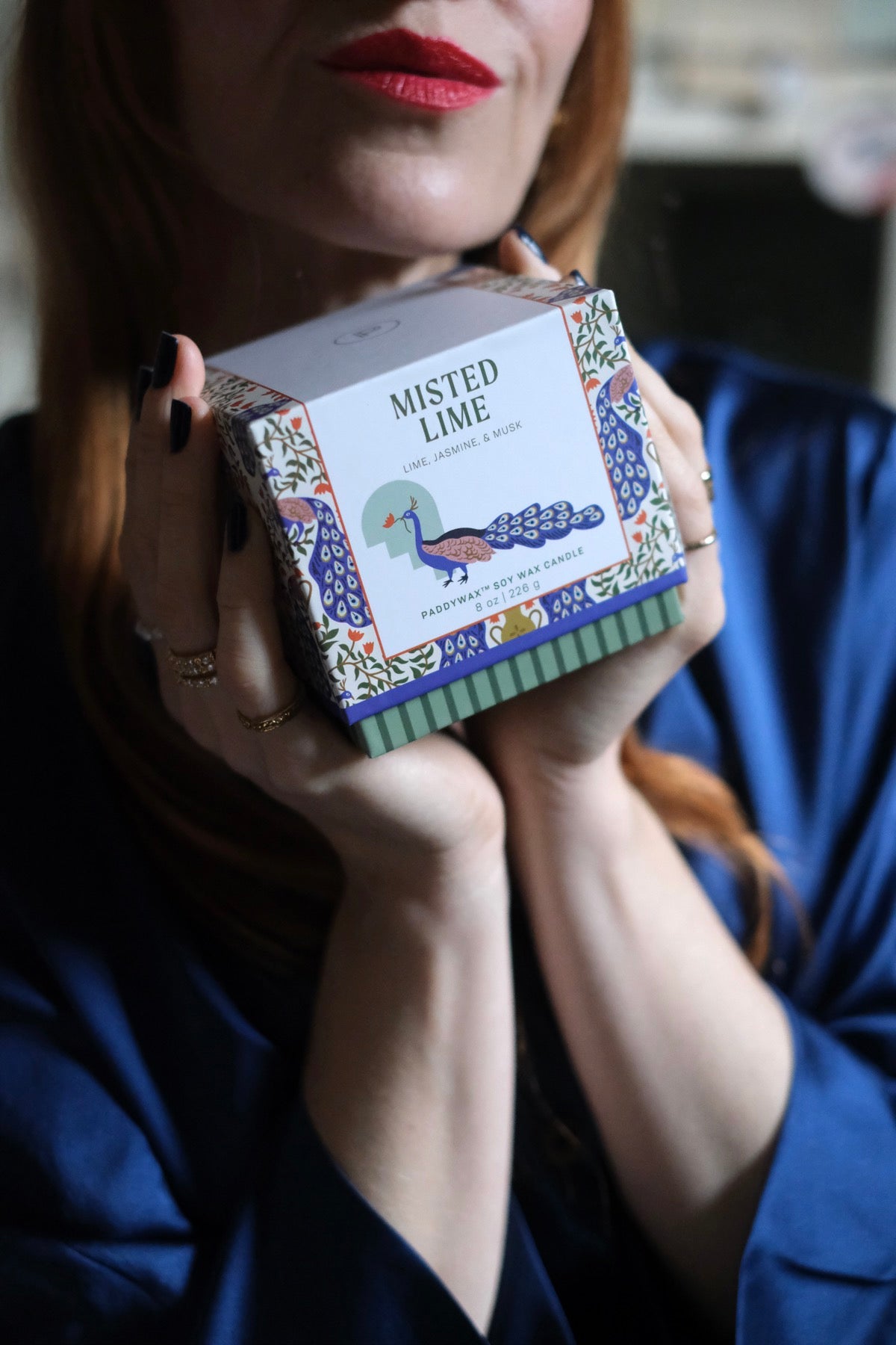 Candela  "Peacock" Ceramica - Misted Lime