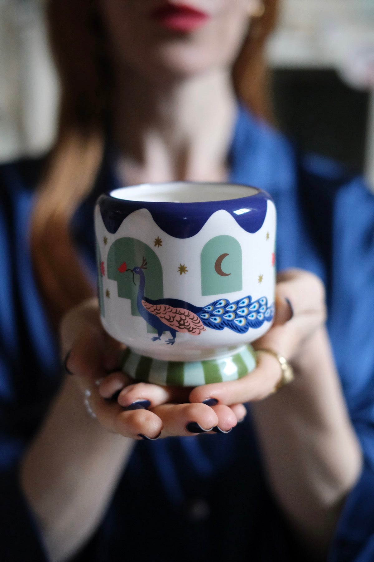 Candela  "Peacock" Ceramica - Misted Lime