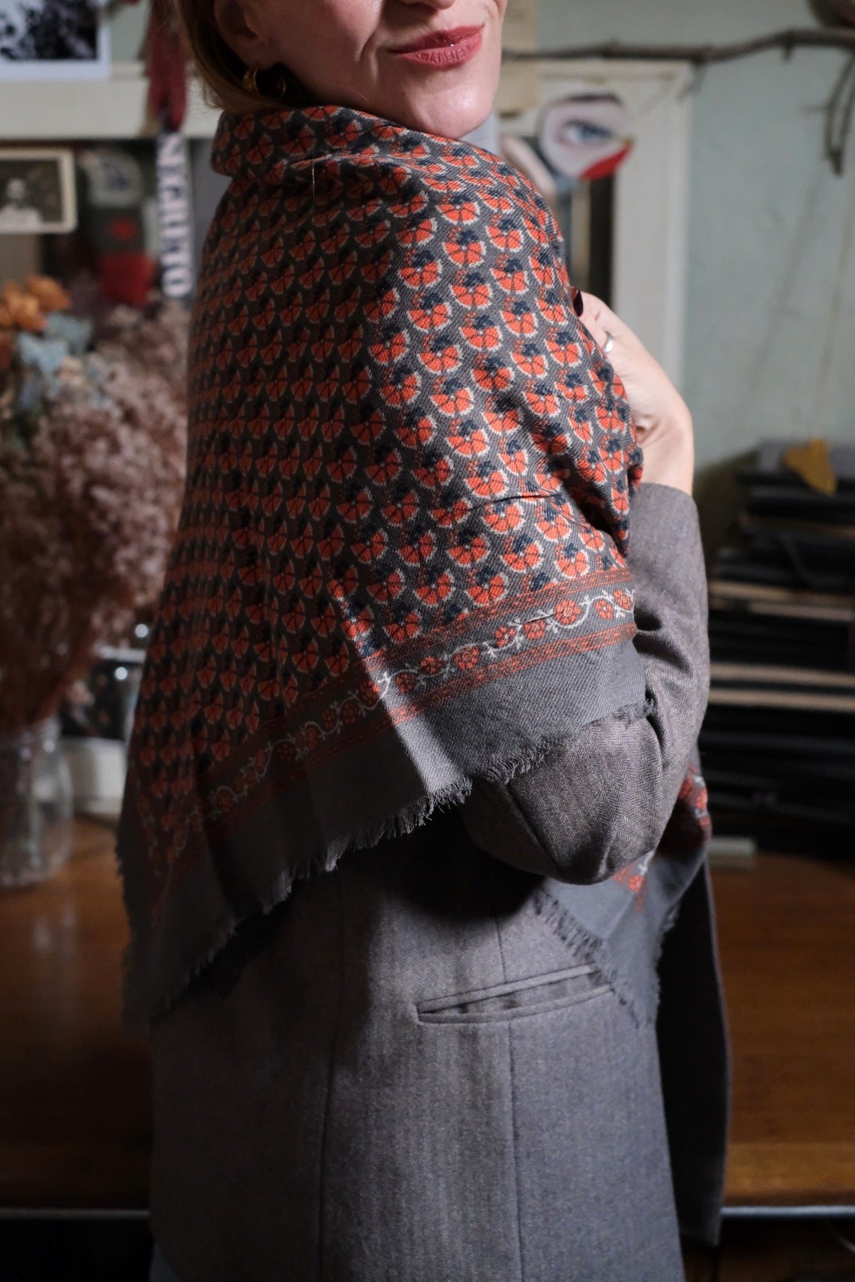 Sciarpa in lana Valentino grigio