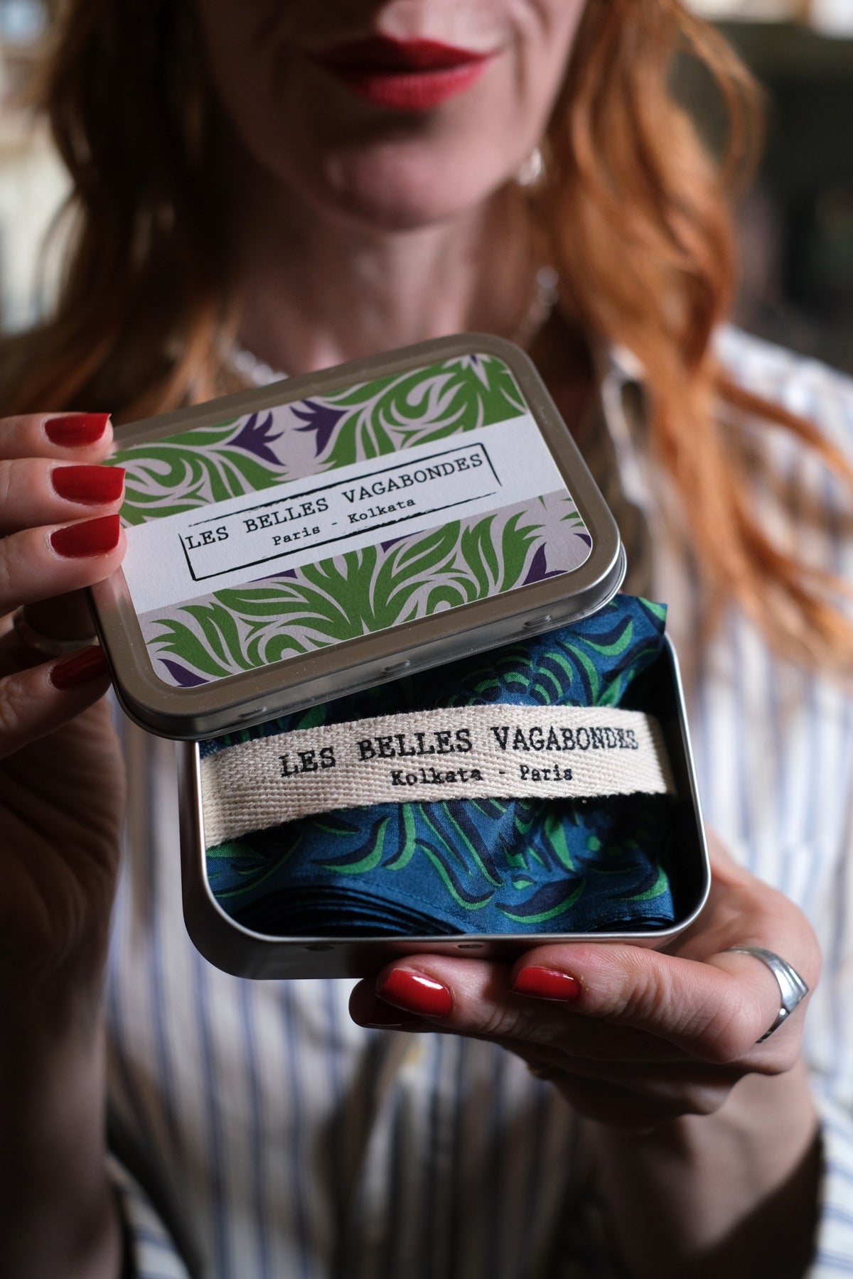 Twilly fascia, cintura Camelia blu verde