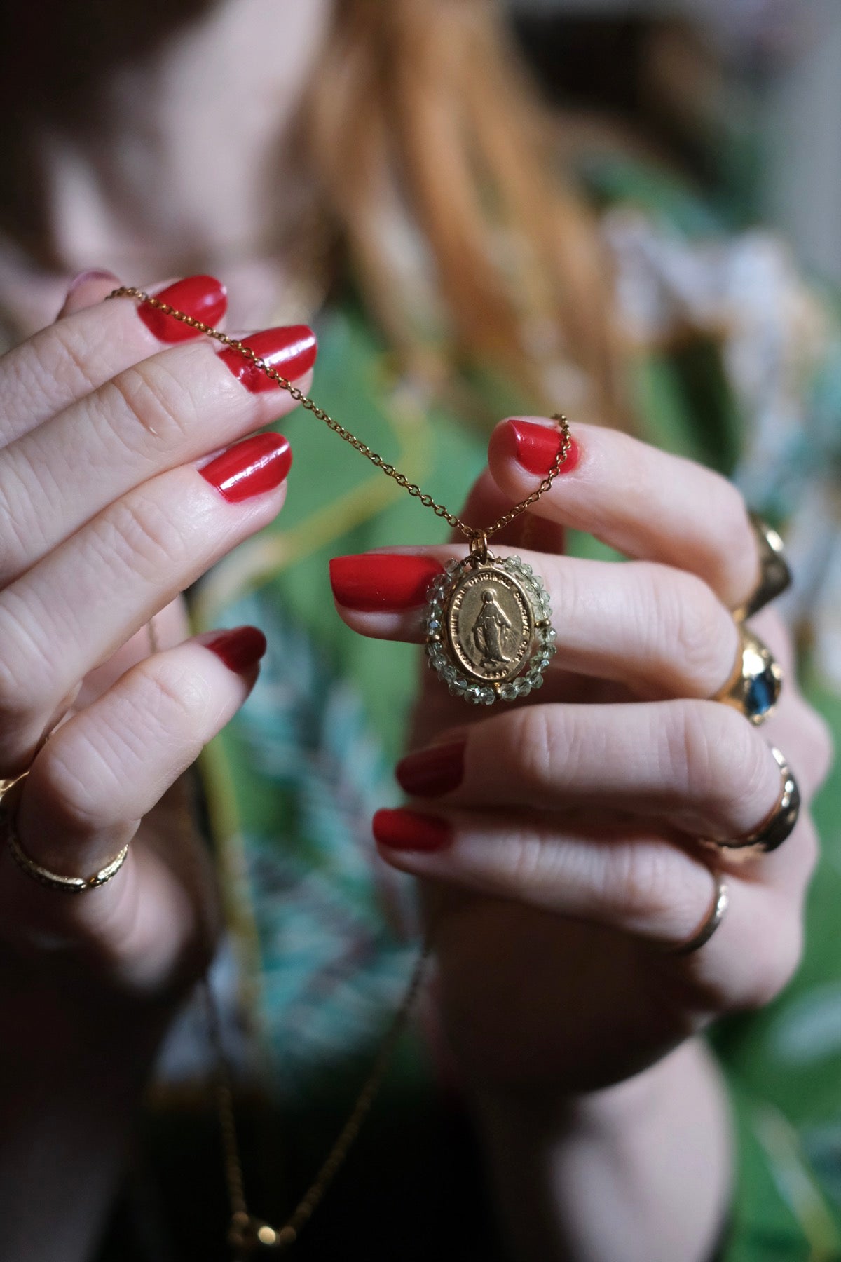 Collana Medaglia Lisboa Verde chiaro