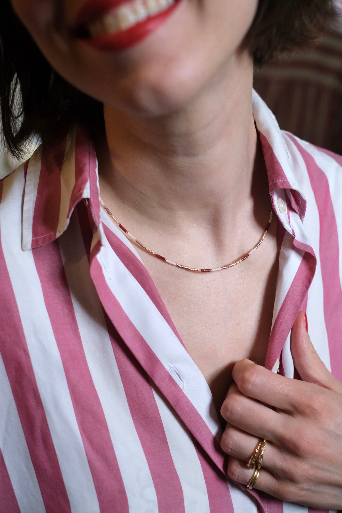 Collana Bagliore rosa nude bordeaux