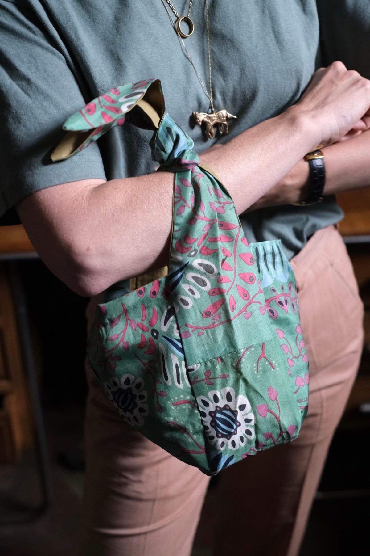 Borsa Bobby in Seta Marushka Verde