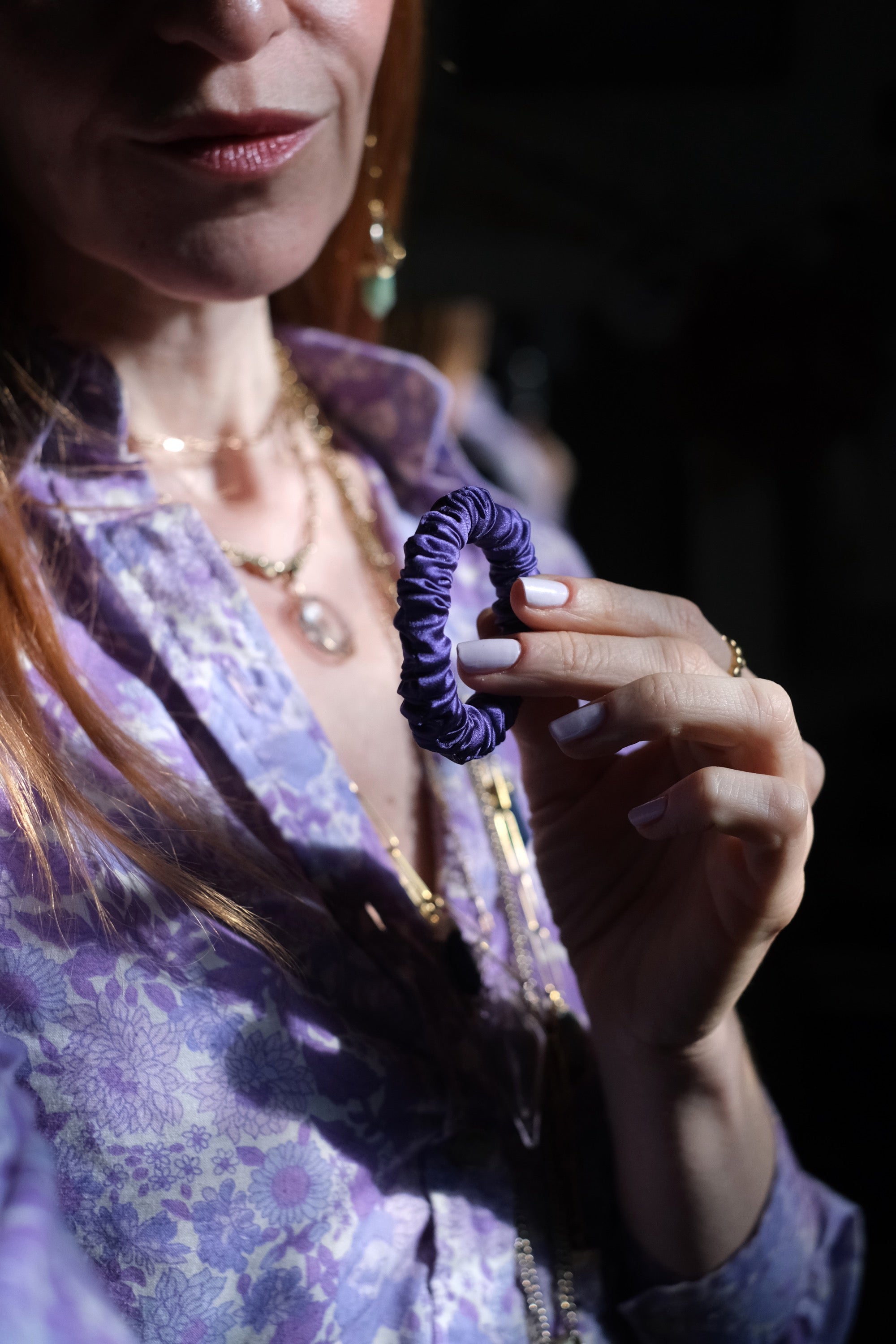 Elastici capelli in seta colori freddi