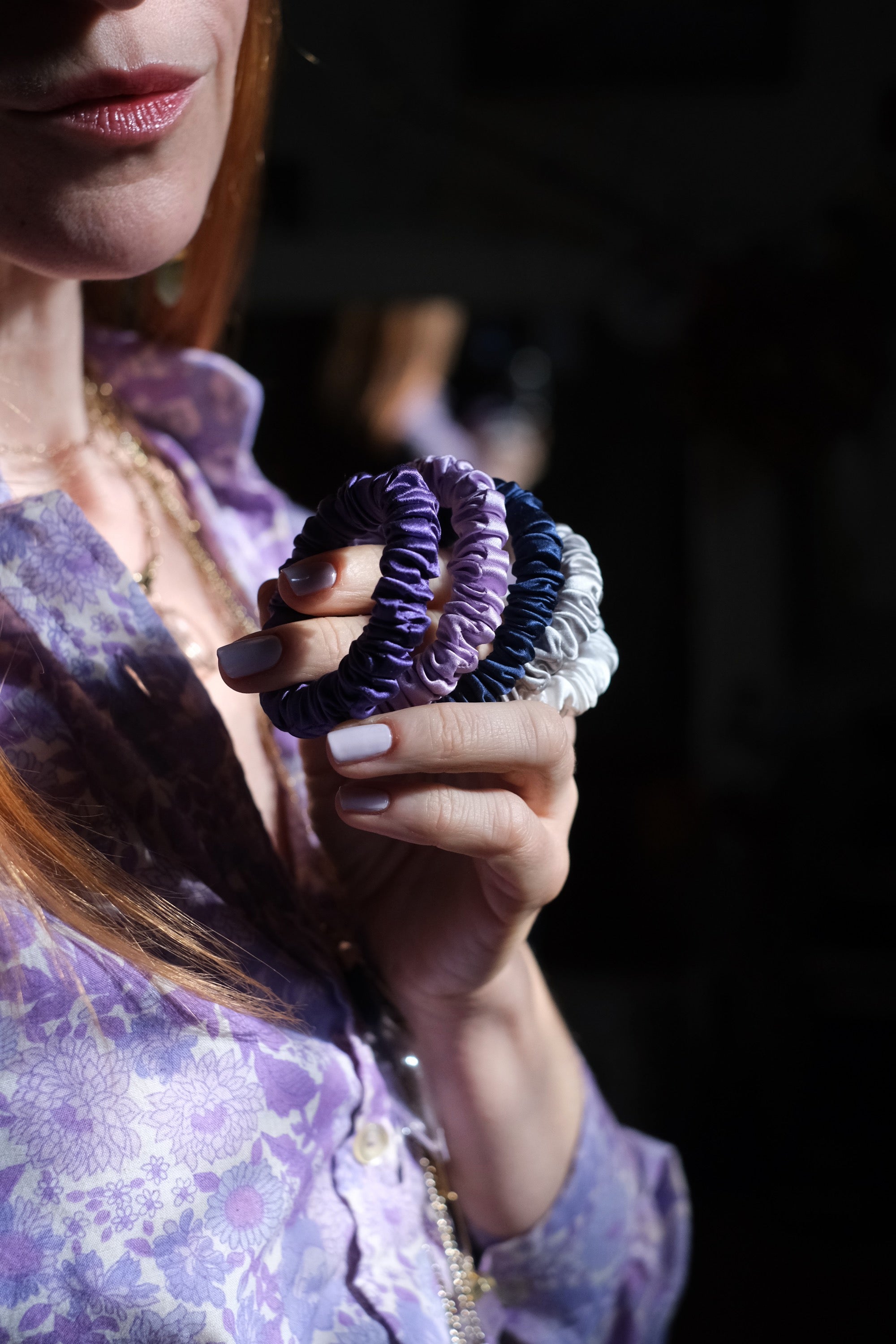 Elastici capelli in seta colori freddi