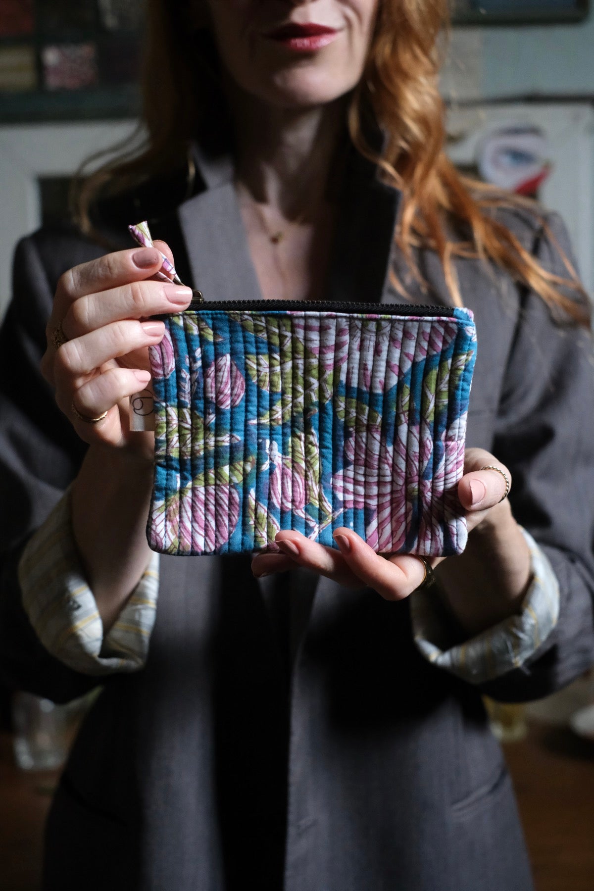 Mini Pochette azzurro rosa e verde