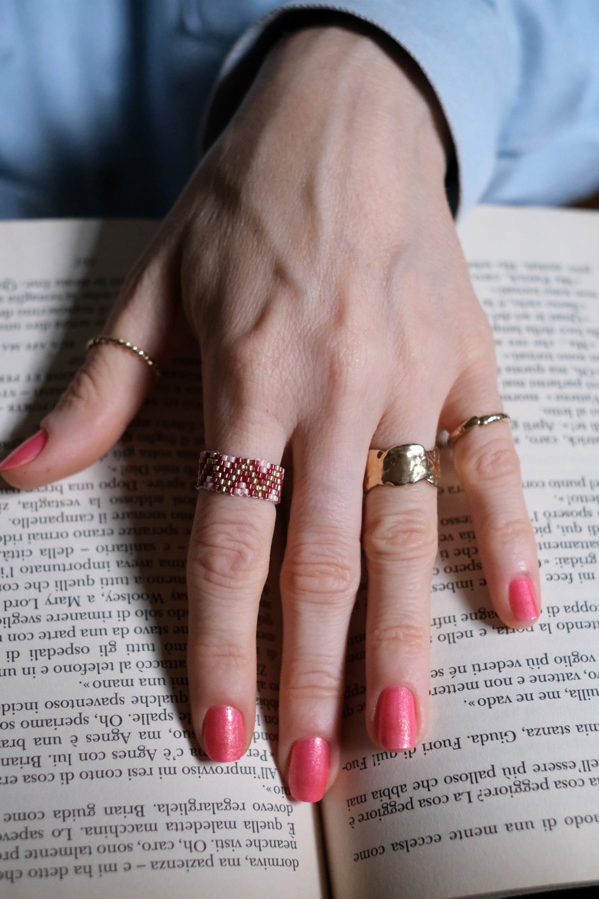 Anello Ibiza bordeaux rosa