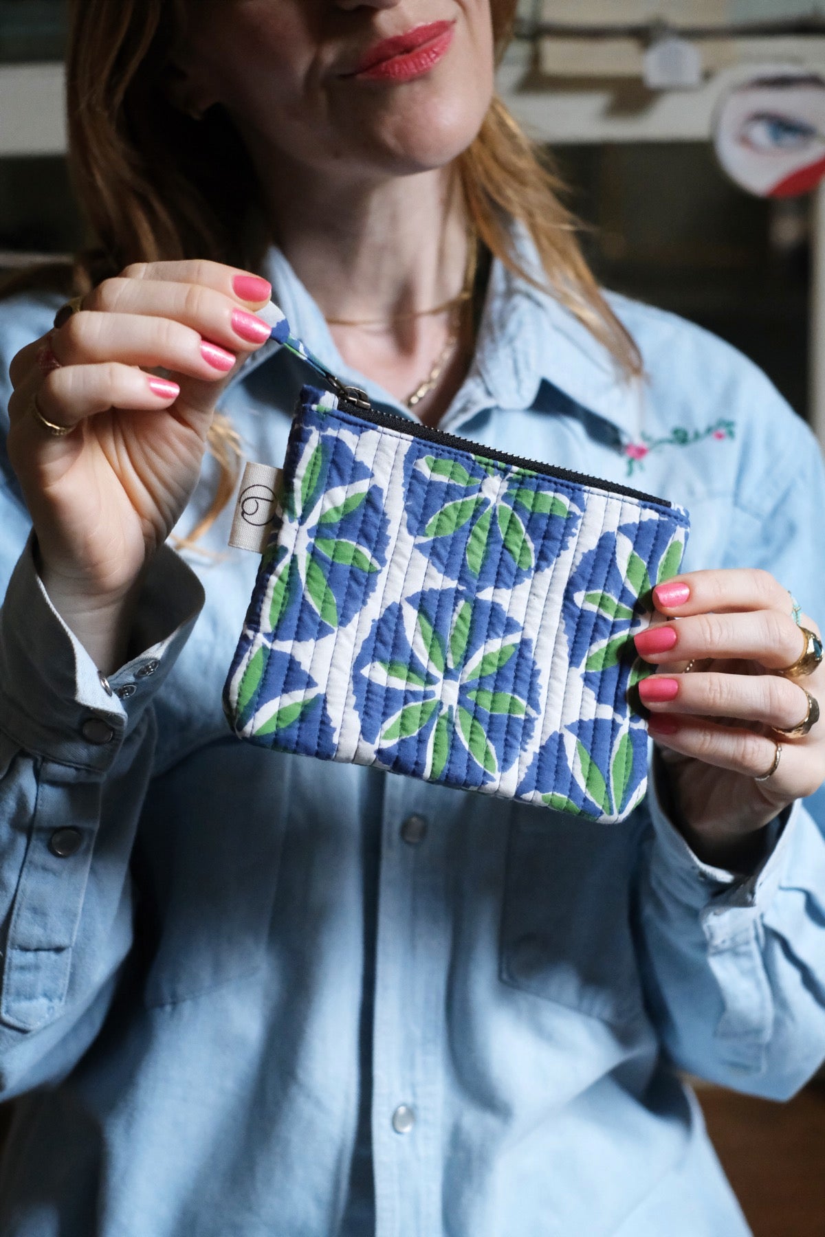 Mini Pochette blu e verde