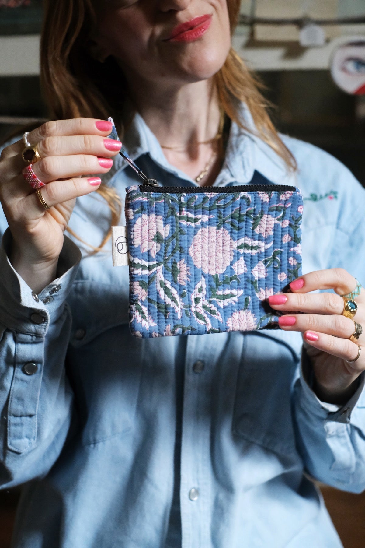 Mini Pochette jeans e rosa