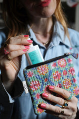 Mini Pochette verde acqua e corallo