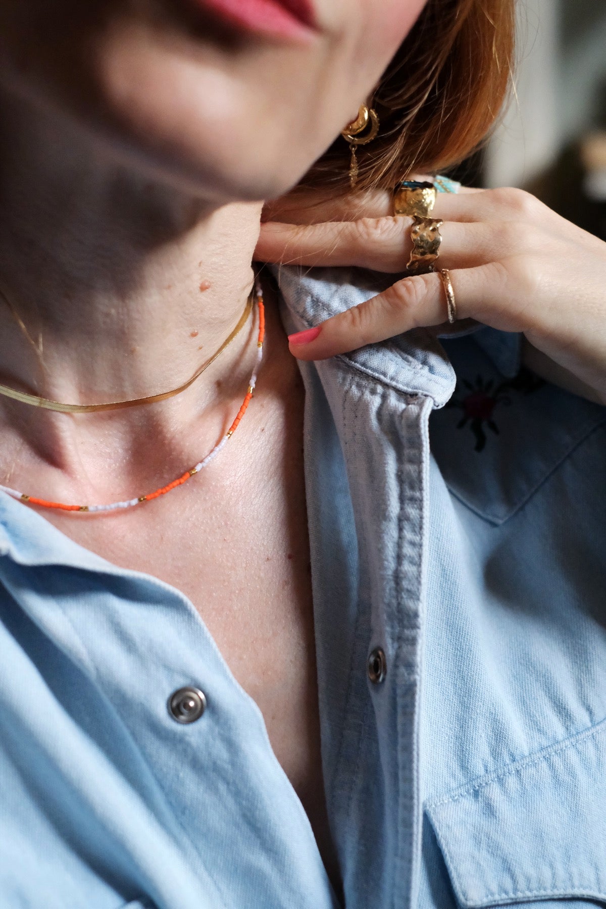 Collana Ibiza Arancio e rosa freddo