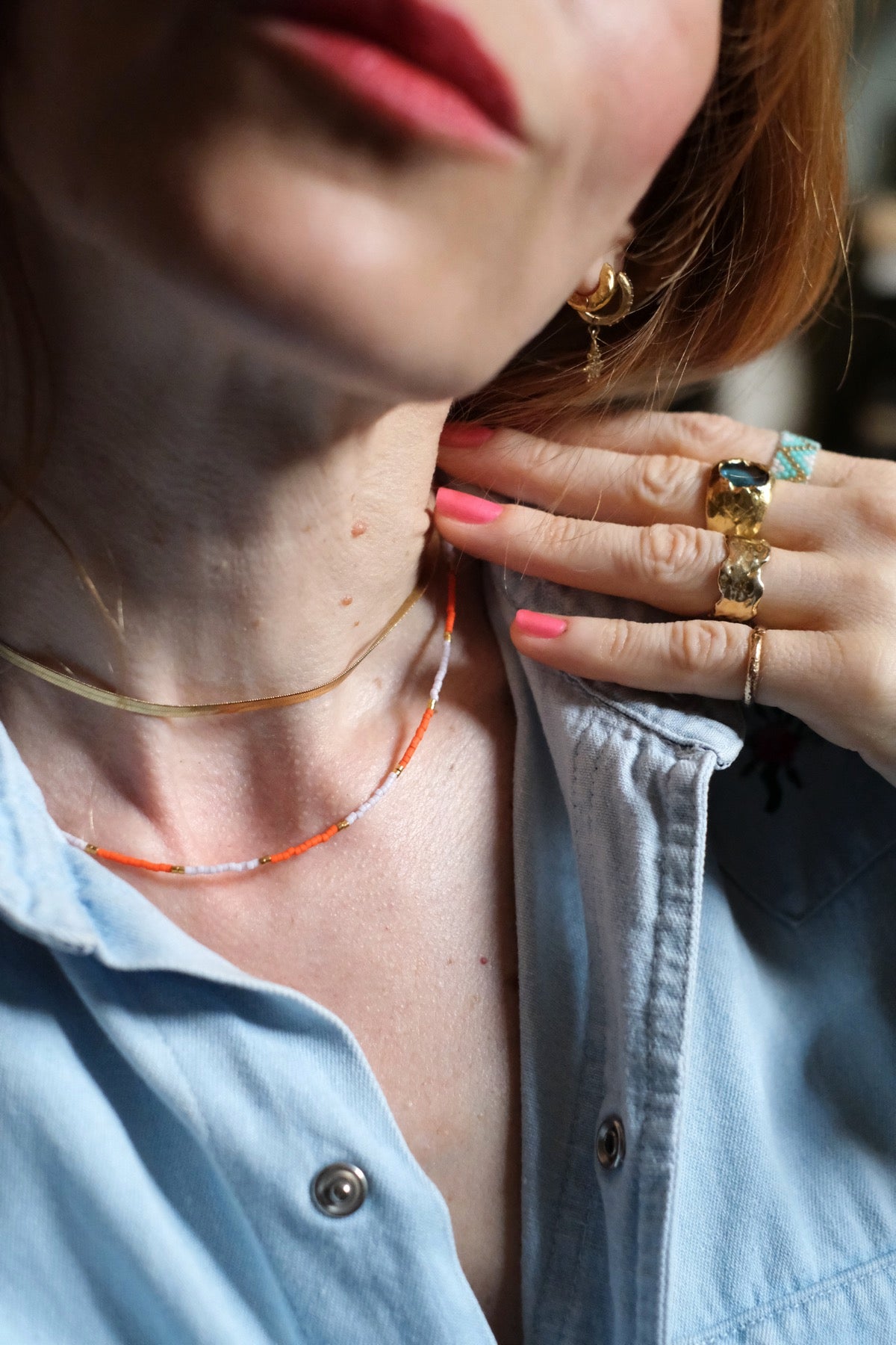 Collana Ibiza Arancio e rosa freddo