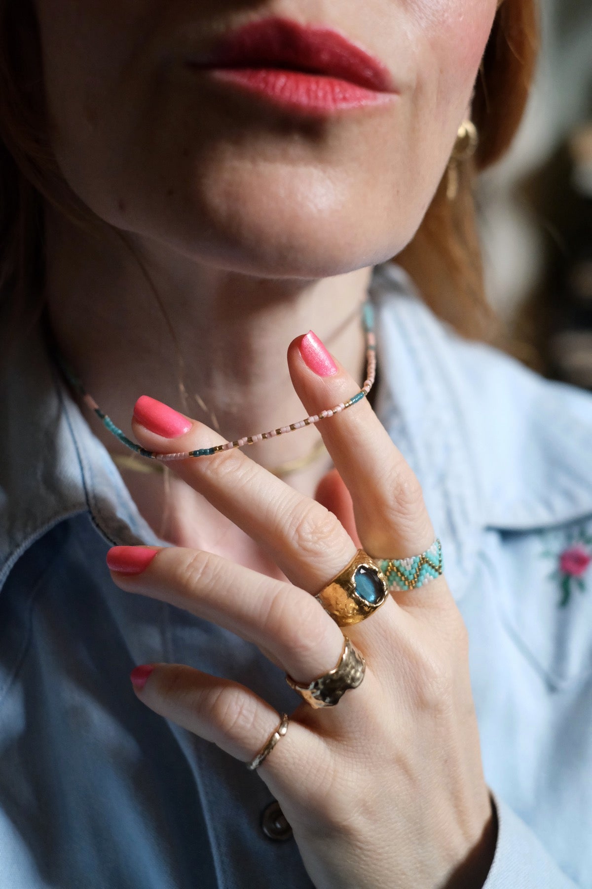 Collana Ibiza Azzurro e rosa