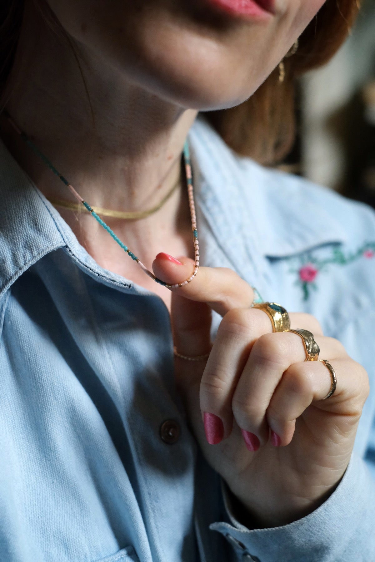 Collana Ibiza Azzurro e rosa