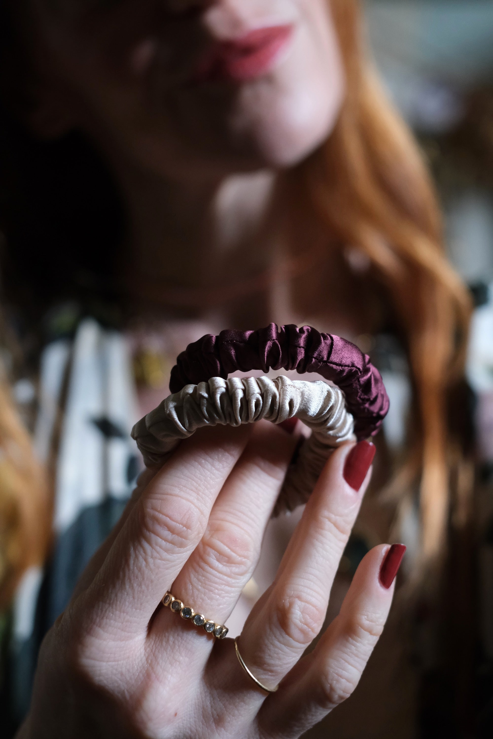 Elastici capelli in seta colori caldi