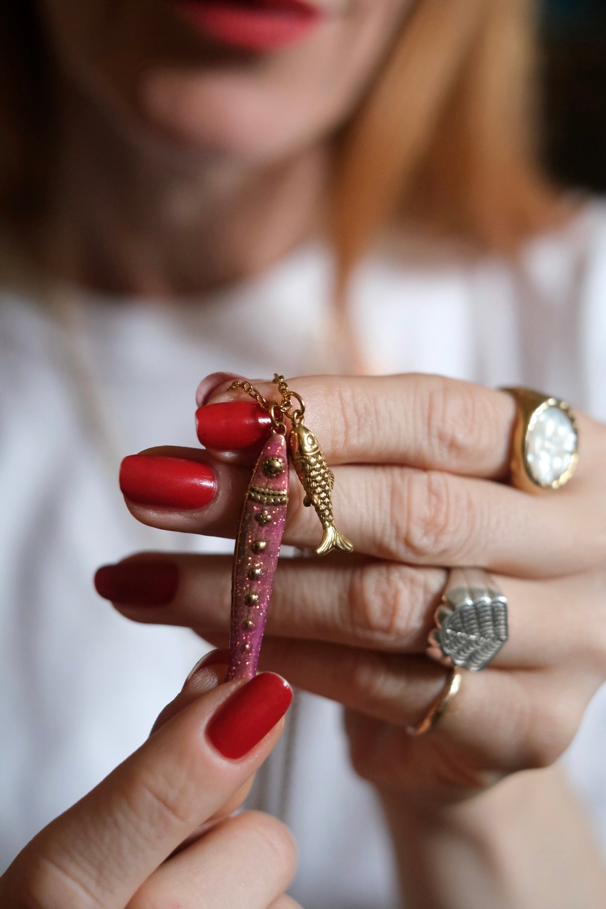 Collana Pescetti oro e rosso