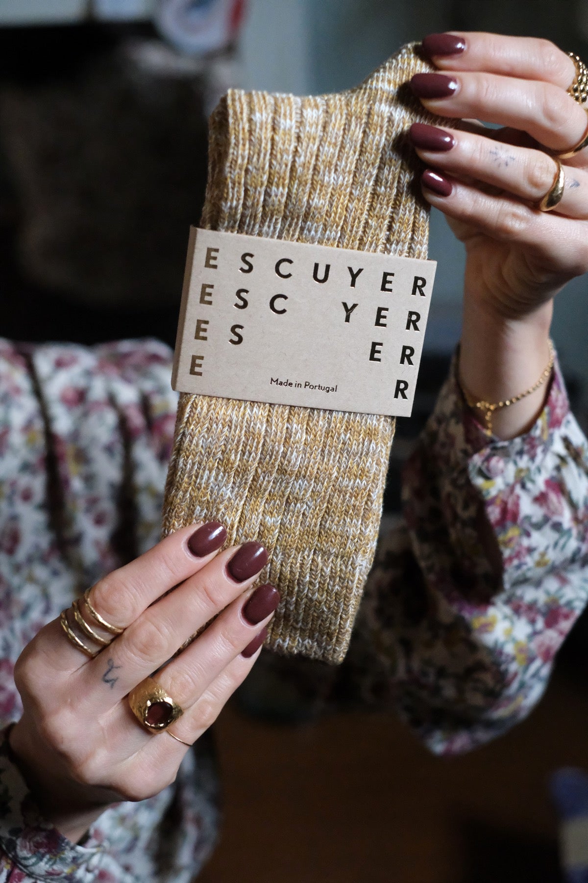 Escuyer SOCKS Melange 39/45 Zafferano Mustard