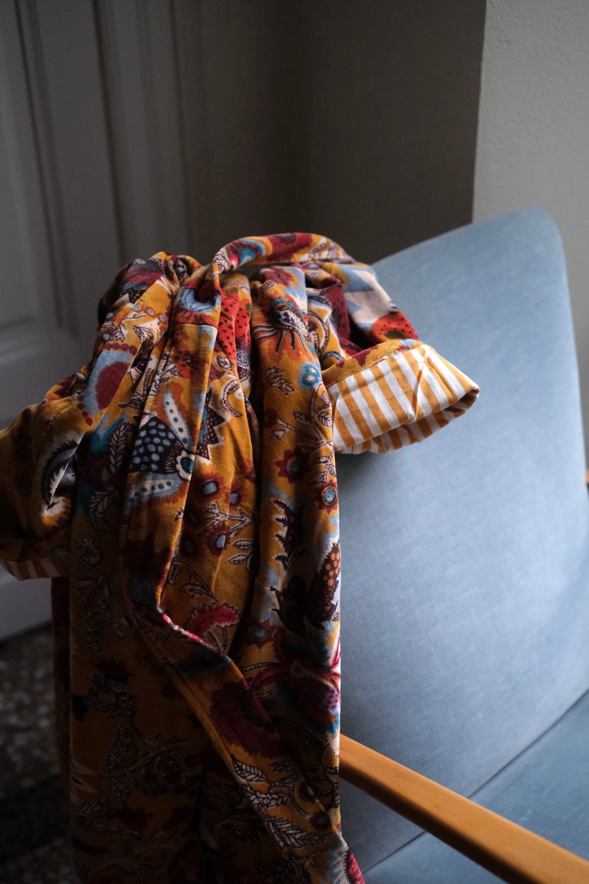 Cappotto kimono in velluto Ocra preorder