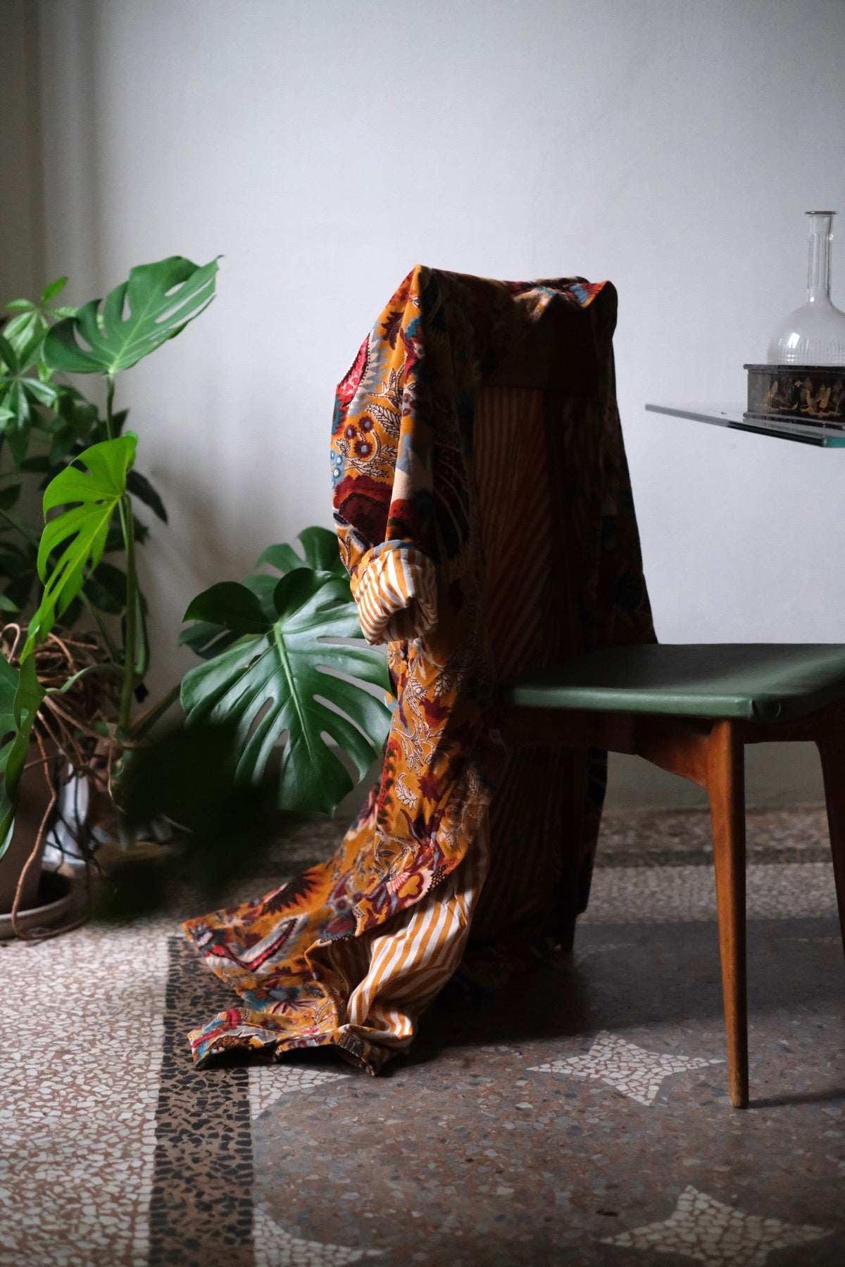 Cappotto kimono in velluto Ocra preorder