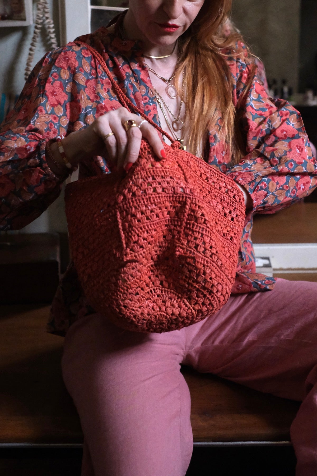 Borsa in rafia Isla Cap Lacy Small