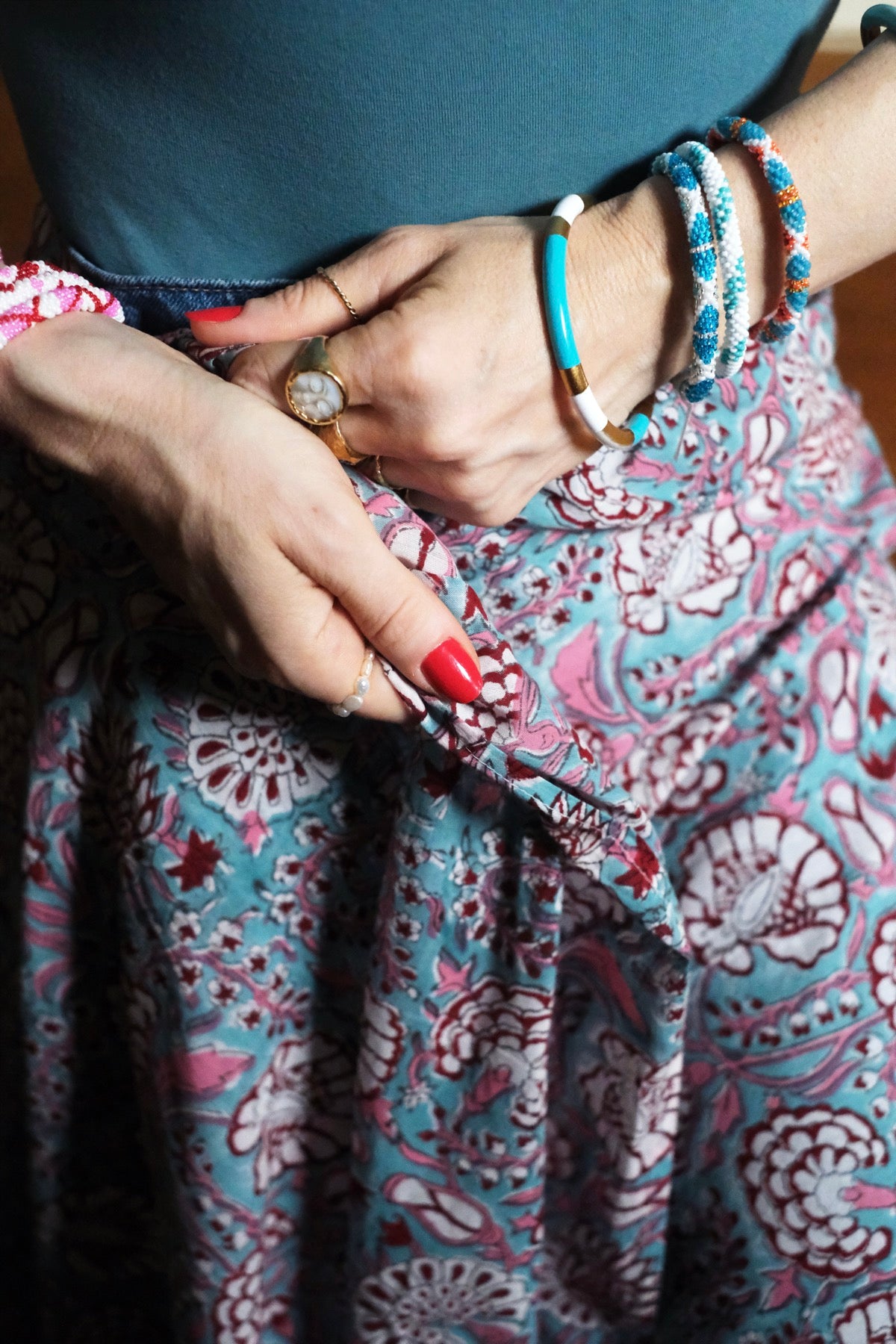 Pareo Saint-Malo rosa rosso azzurro