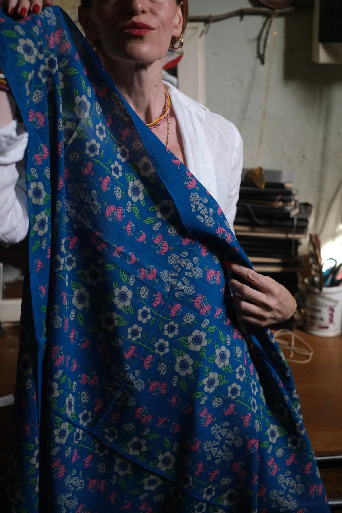 Foulard in cotone Pareo Hokkaido blu