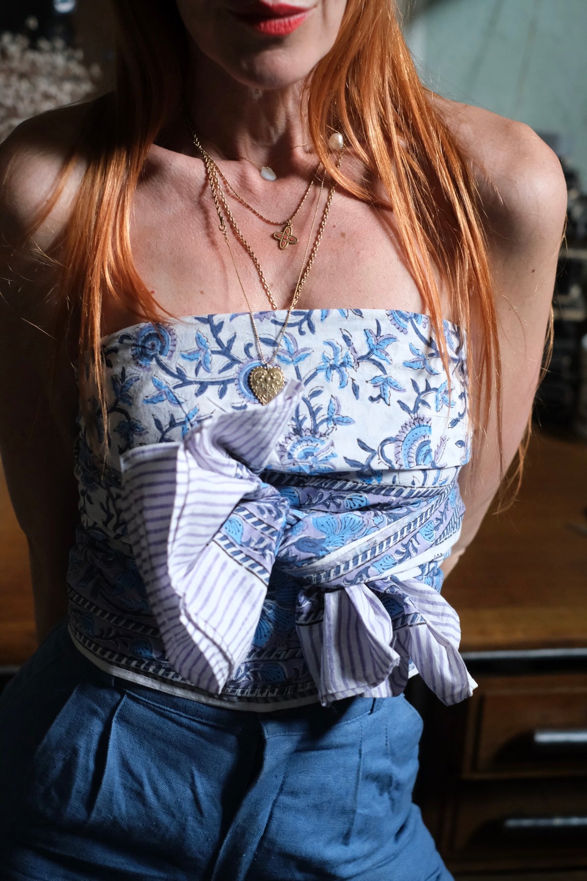 Pareo blu e bianco