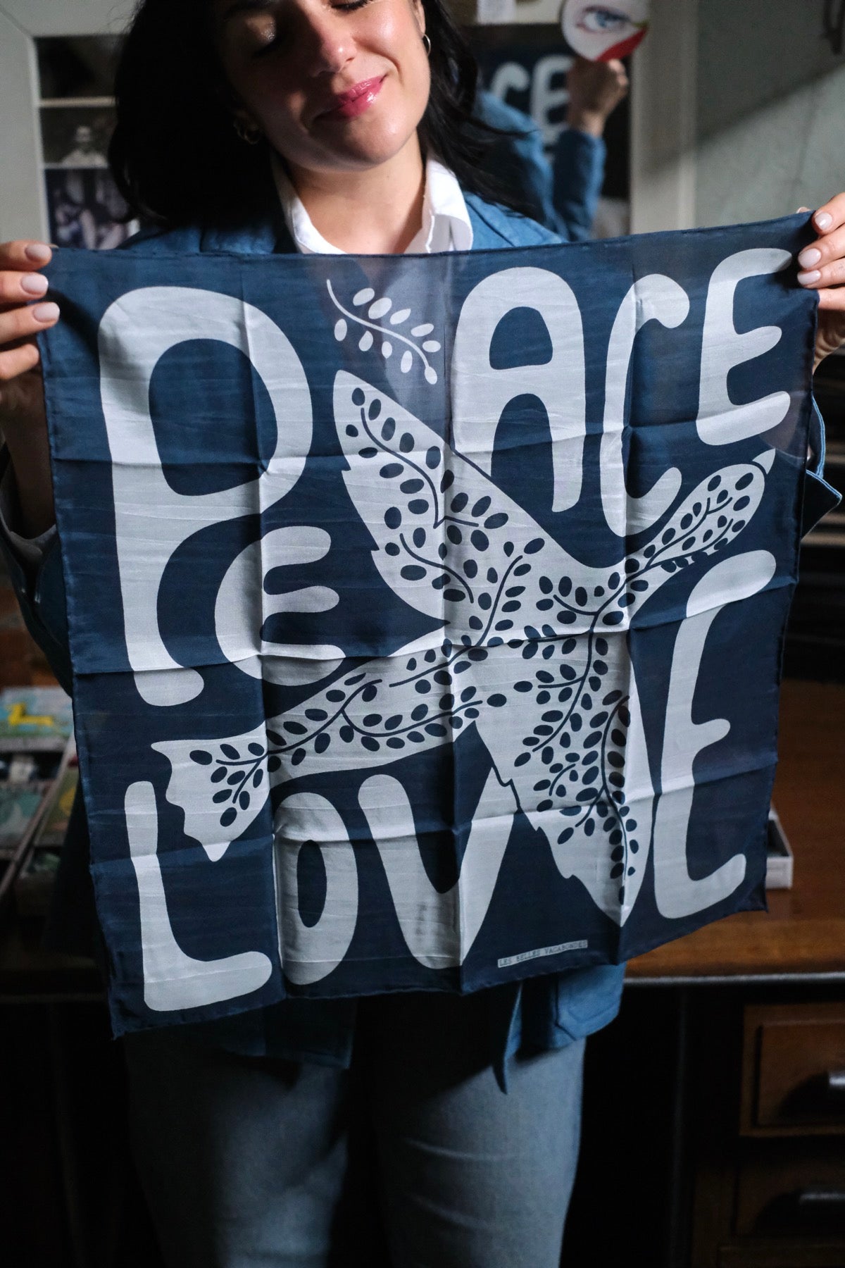 Foulard Mini Peace and Love navy