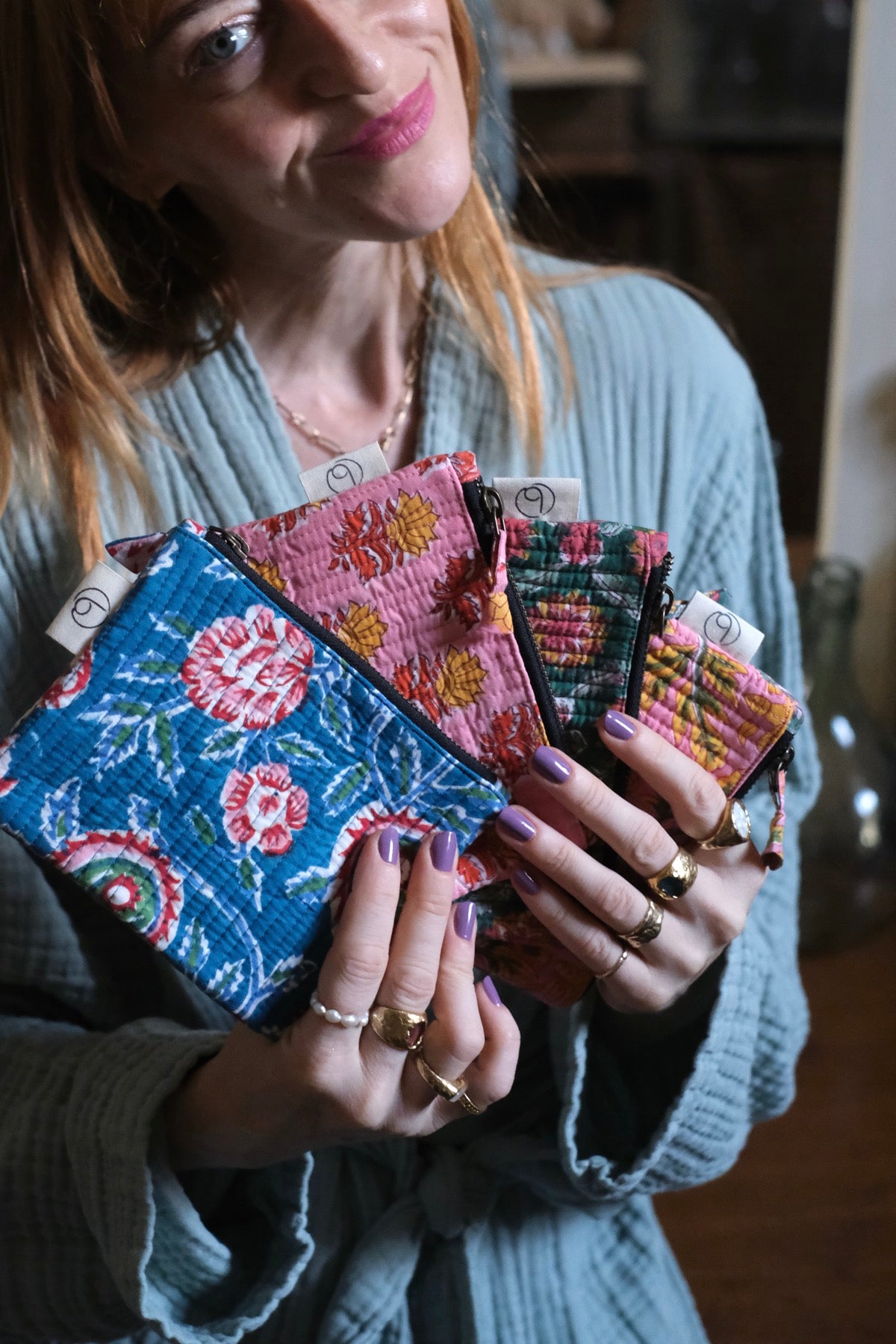 Mini Pochette rosa e gialla