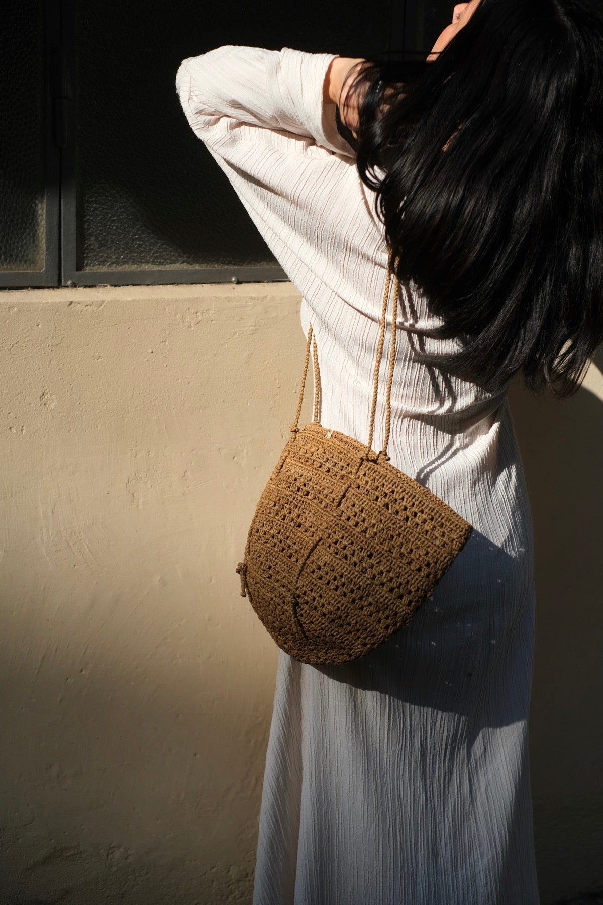 Borsa in rafia Isla Cap Lacy Small Thè