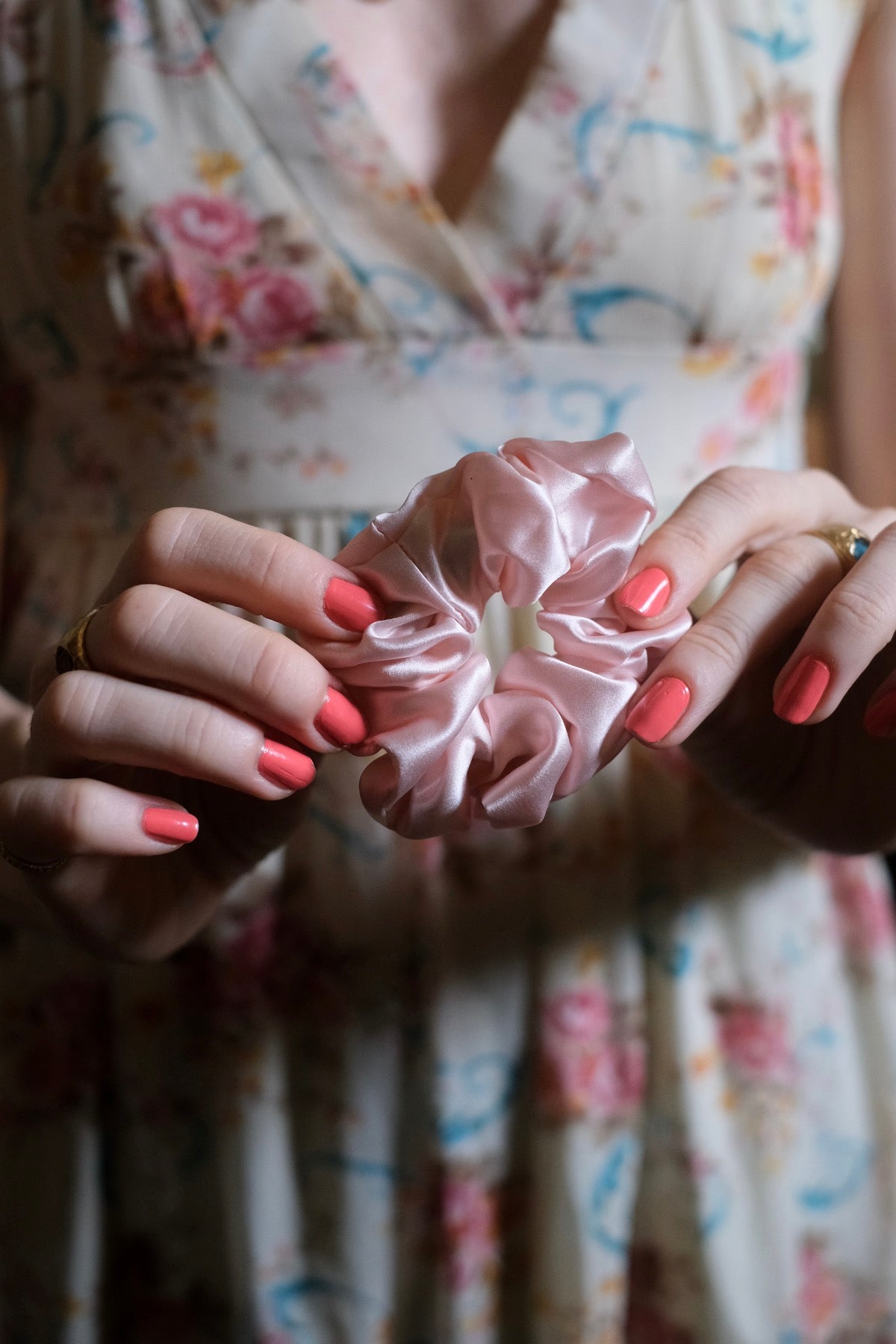 Elastico in seta scrunchie medio rosa quarzo