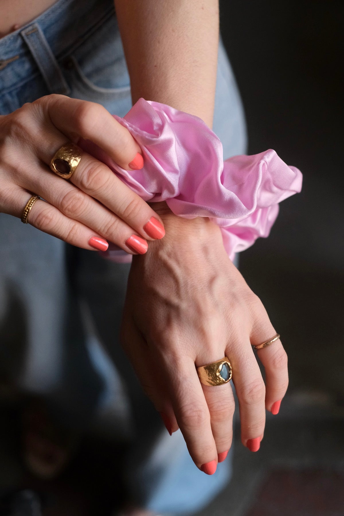 Mr Big Scrunchie in seta grande vari colori