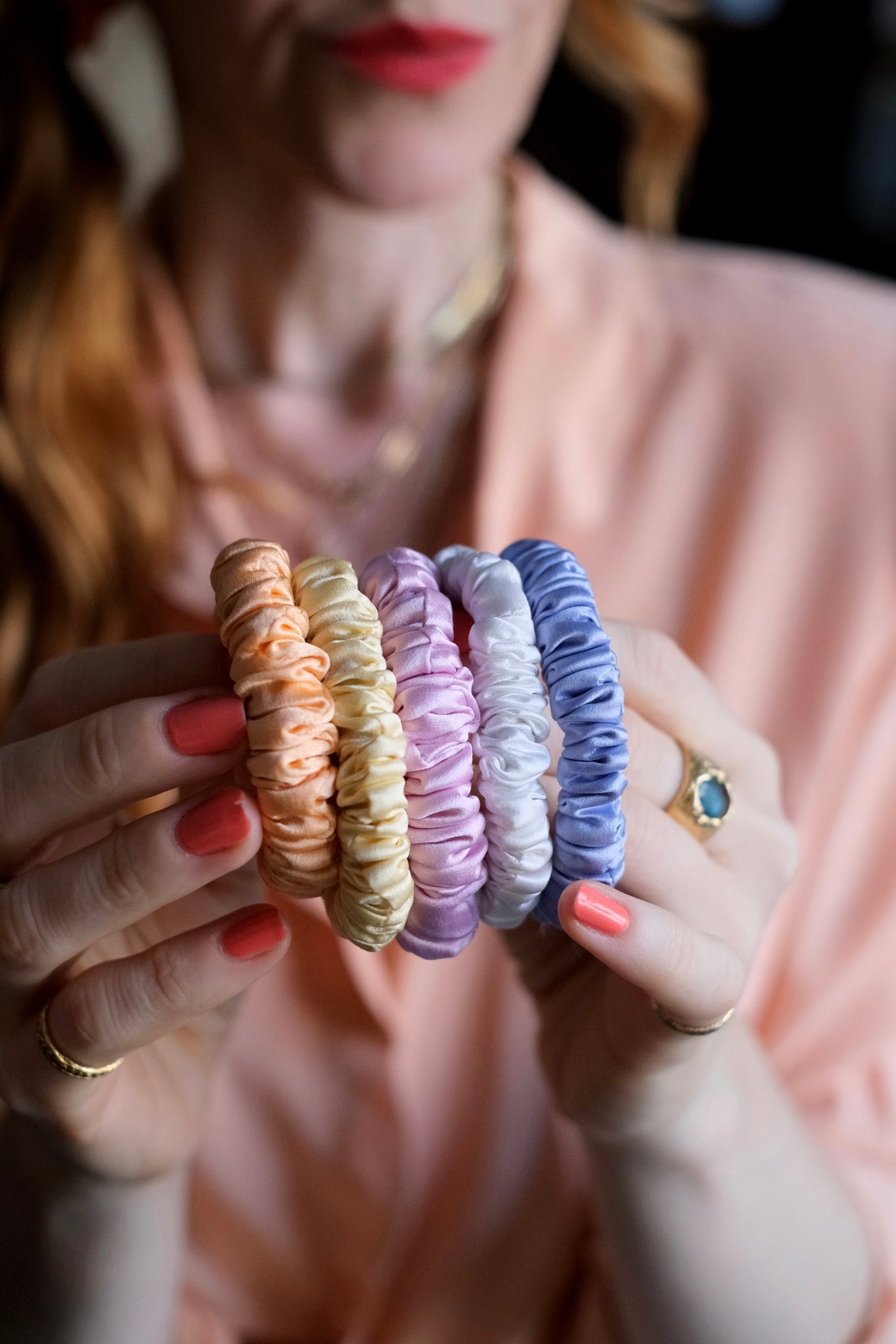 Elastici capelli in seta Nuovi colori pastello