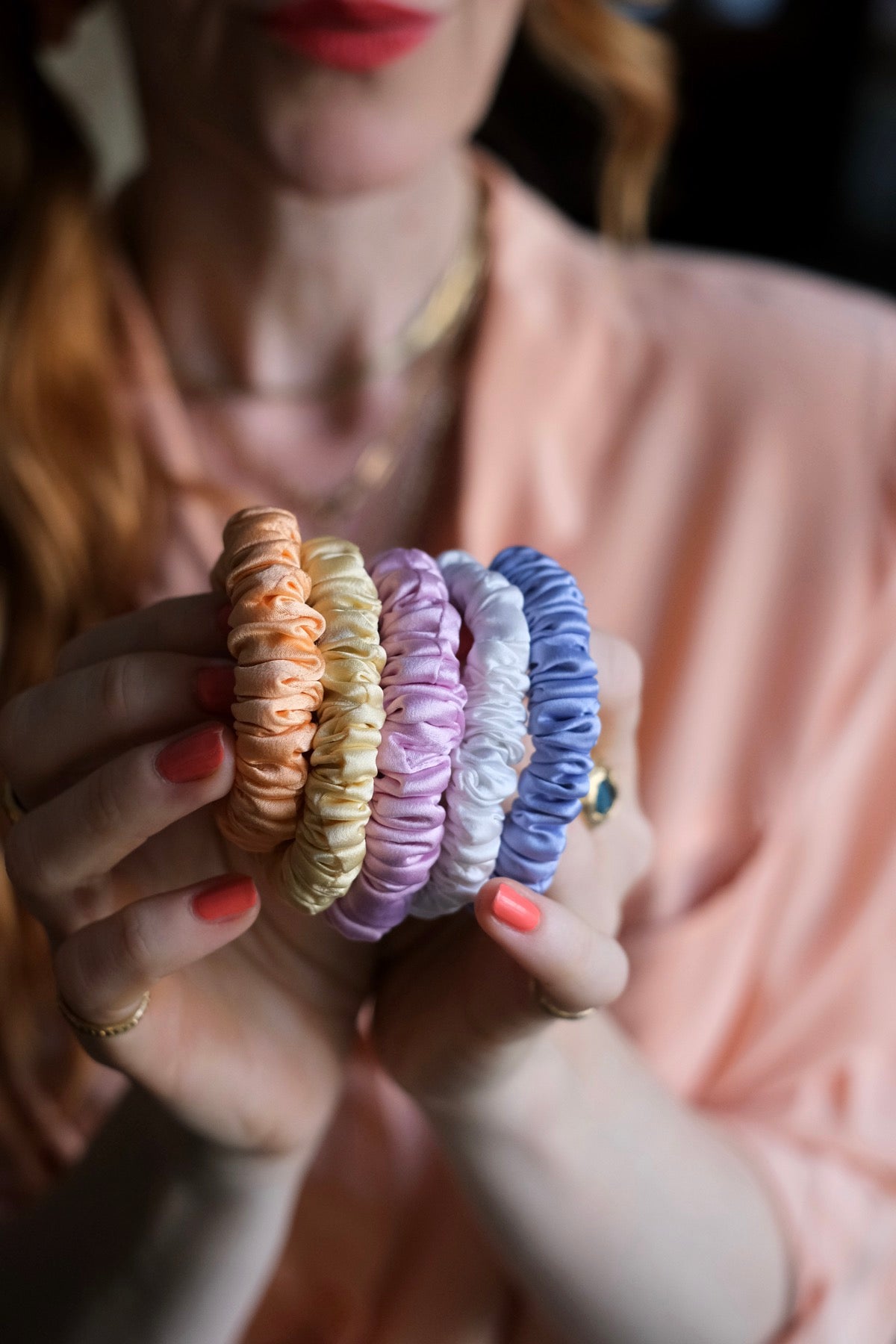 Elastici capelli in seta Nuovi colori pastello