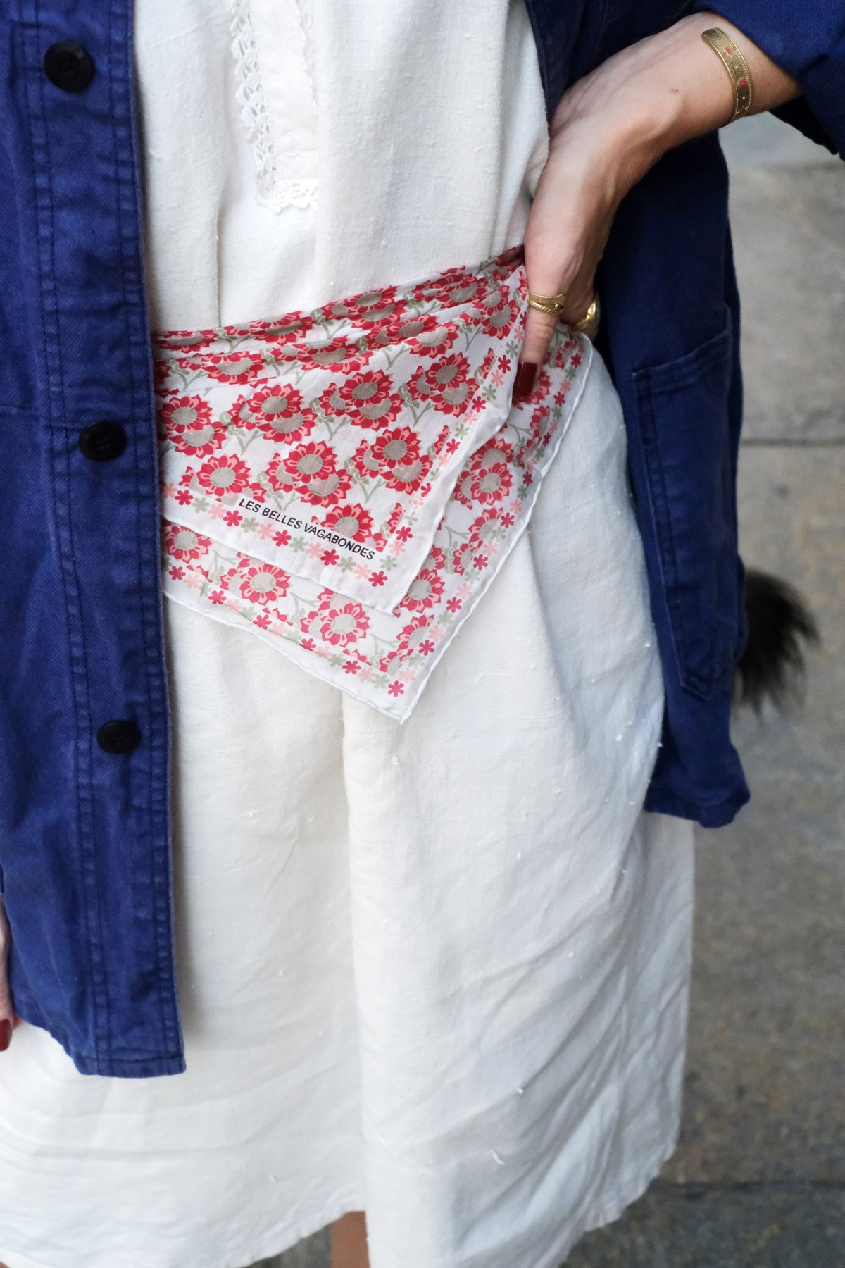 Foulard Mini Girasole Panna e rosso