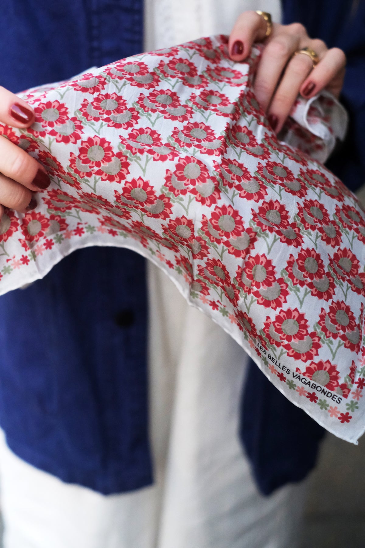 Foulard Mini Girasole Panna e rosso
