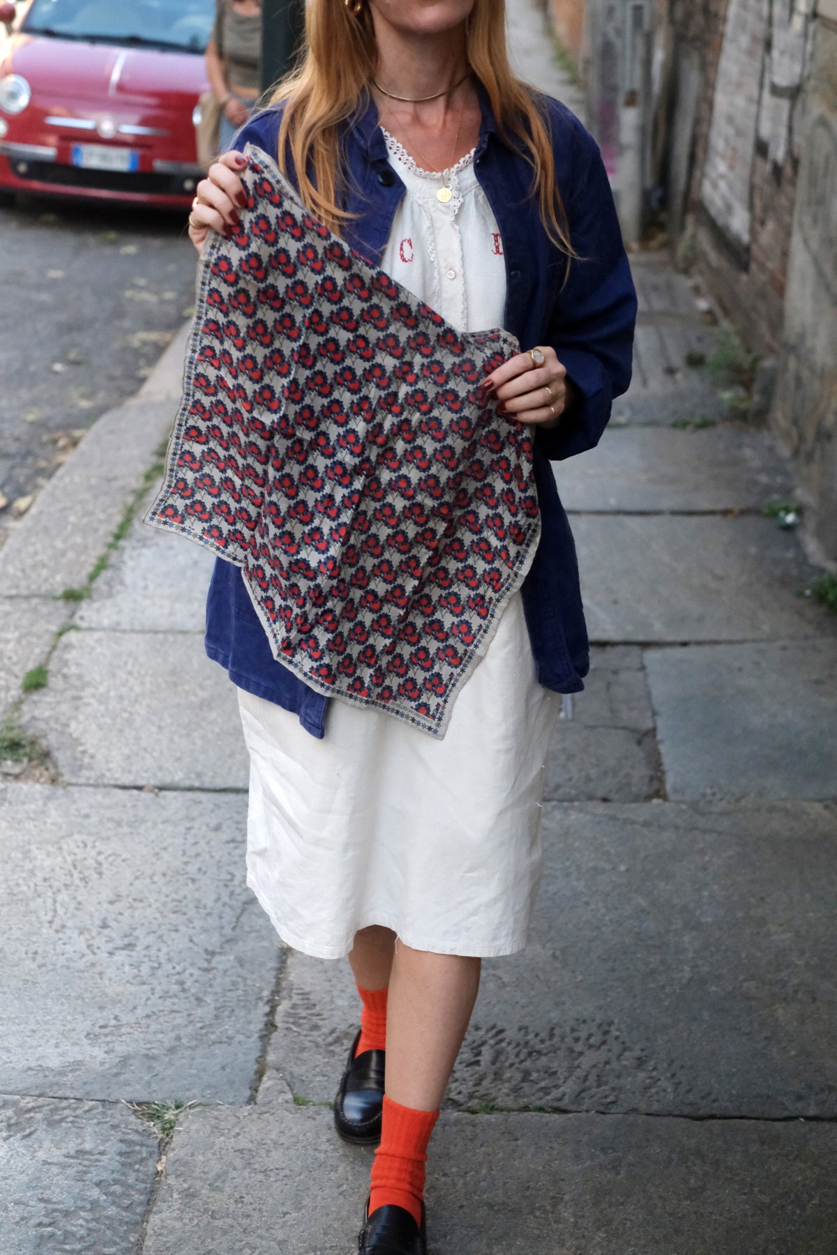 Foulard Mini Girasole Blu e rosso