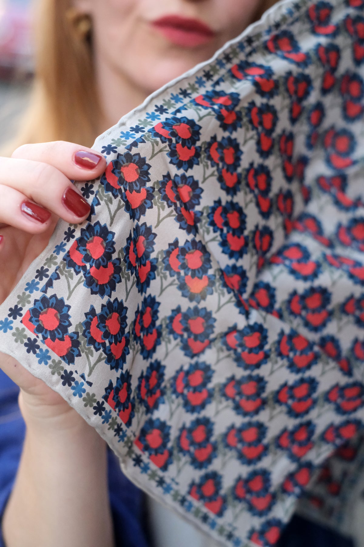 Foulard Mini Girasole Blu e rosso