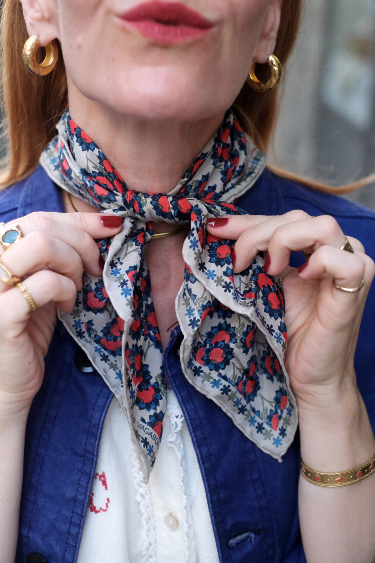 Foulard Mini Girasole Blu e rosso
