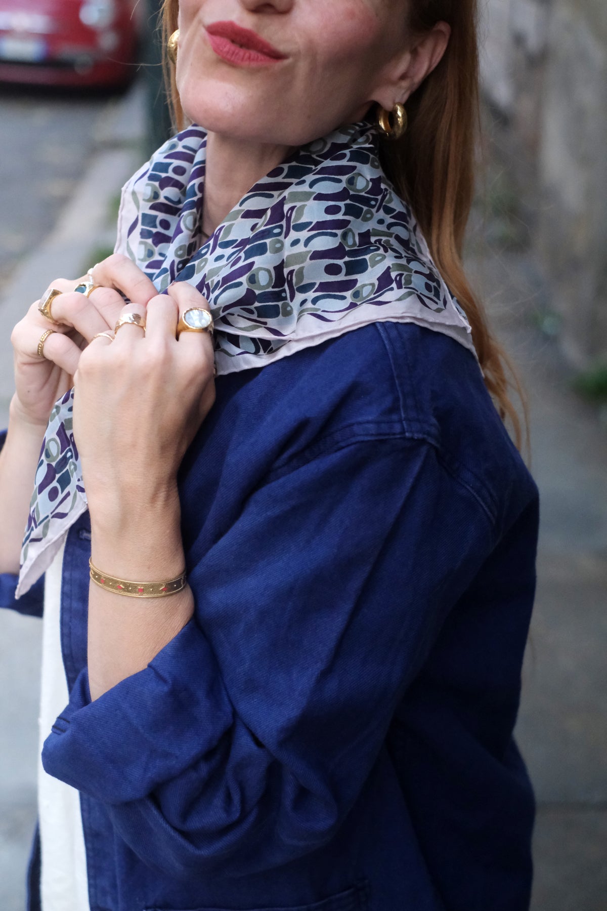 Foulard Mini Percussione verde e viola