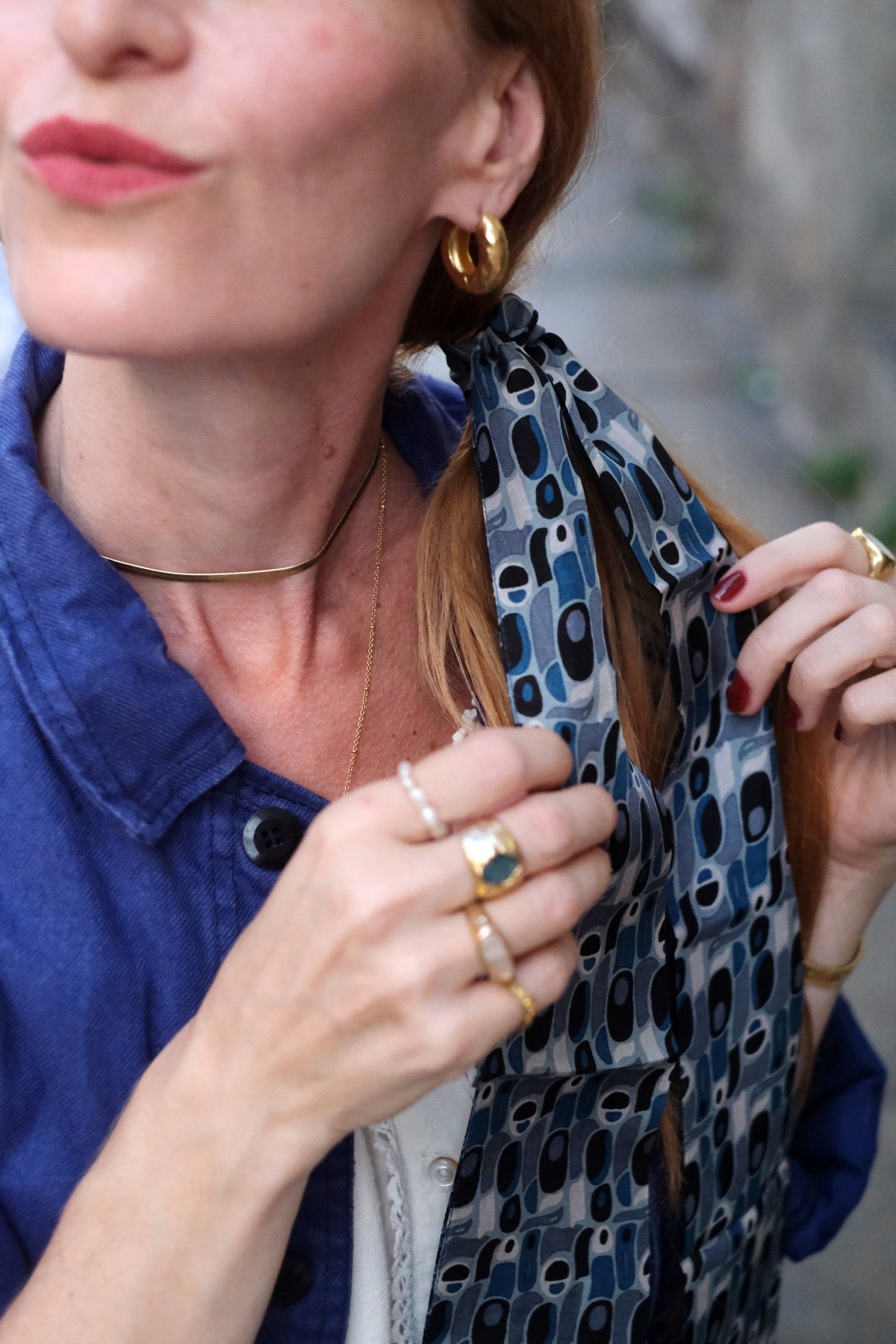 Twilly fascia, cintura Percussione blu e nero