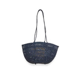 Borsa in rafia Isla Cap Lacy Small nera