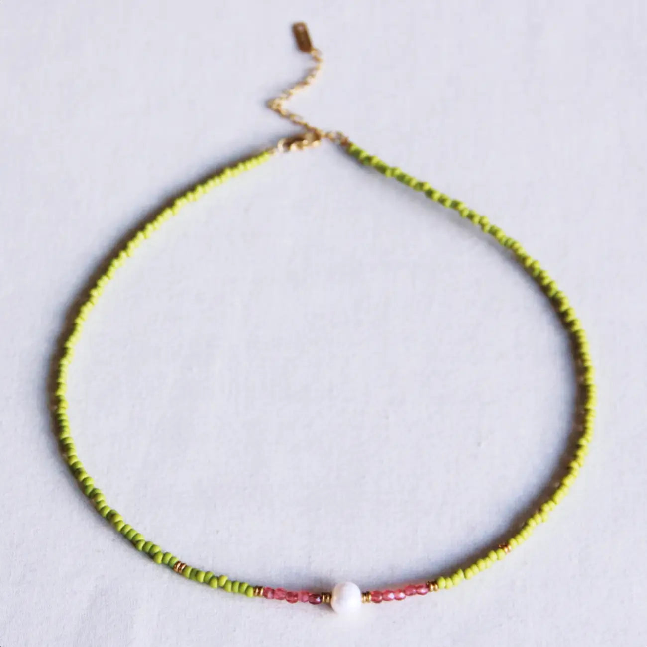 Collana Twist verde avocado e rosa