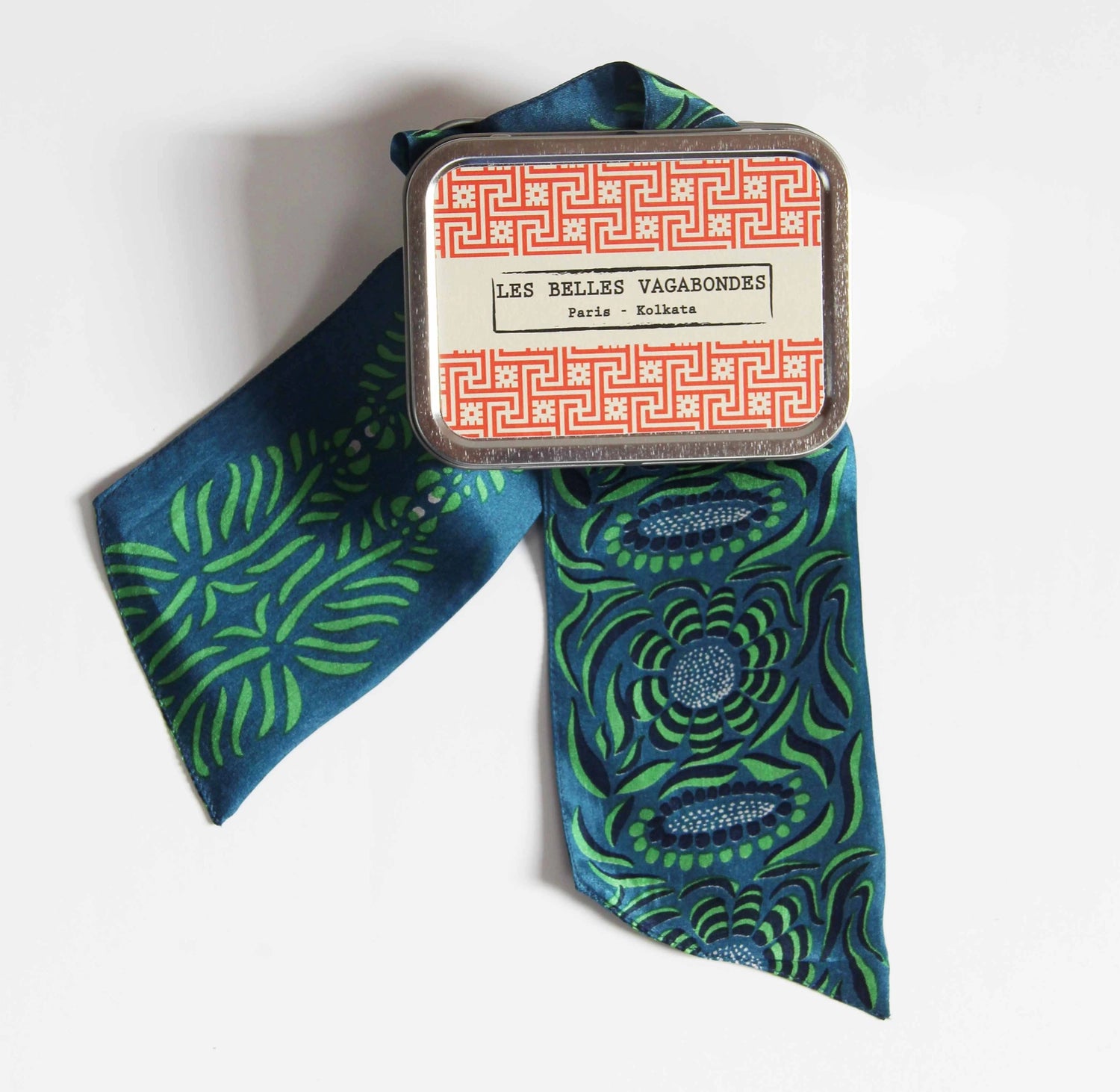 Twilly fascia, cintura Camelia blu verde